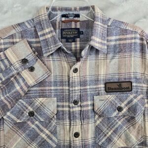 Pendleton Burnside Steamboat Plaid‎ Flannel Shirt Mens Size Medium SoftCotton